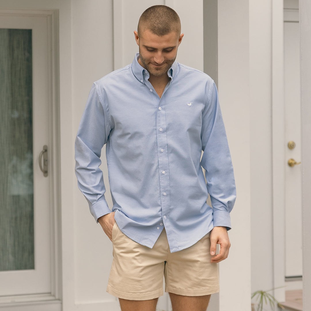 Lifestyle view of button-down collar