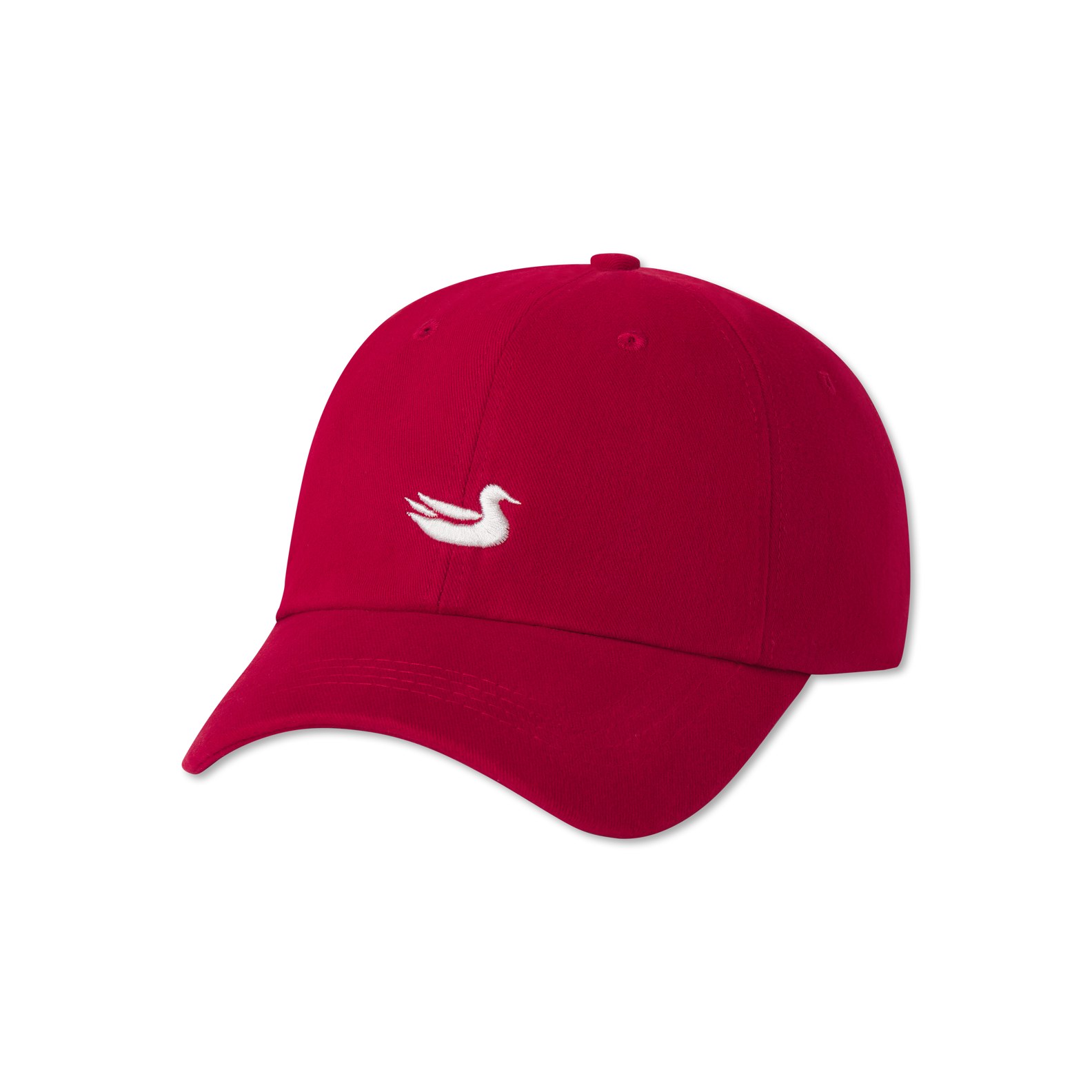 Crimson hat with white duck