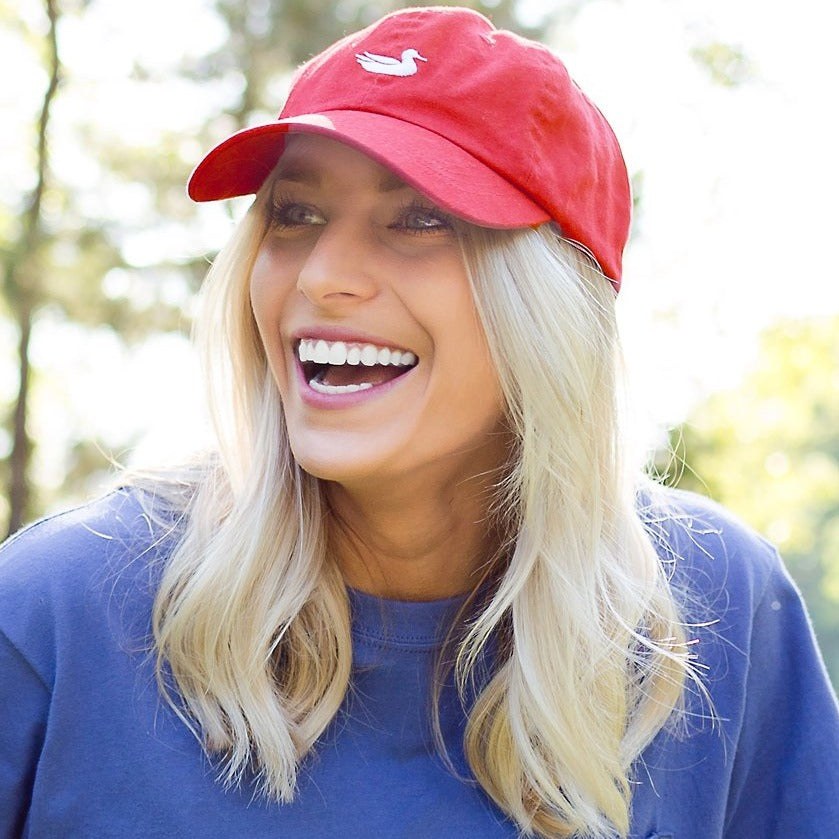 Lifestyle view of the washed twill cap