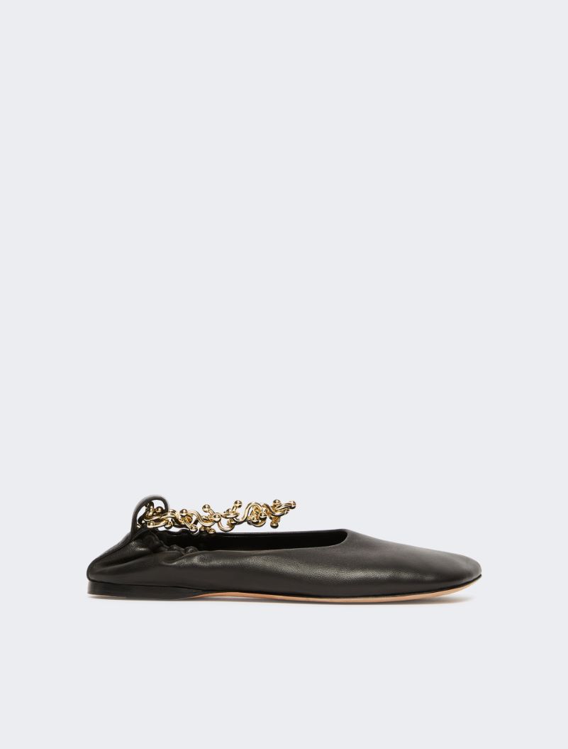 Nappa Leather Ballerinas with Ankle Band