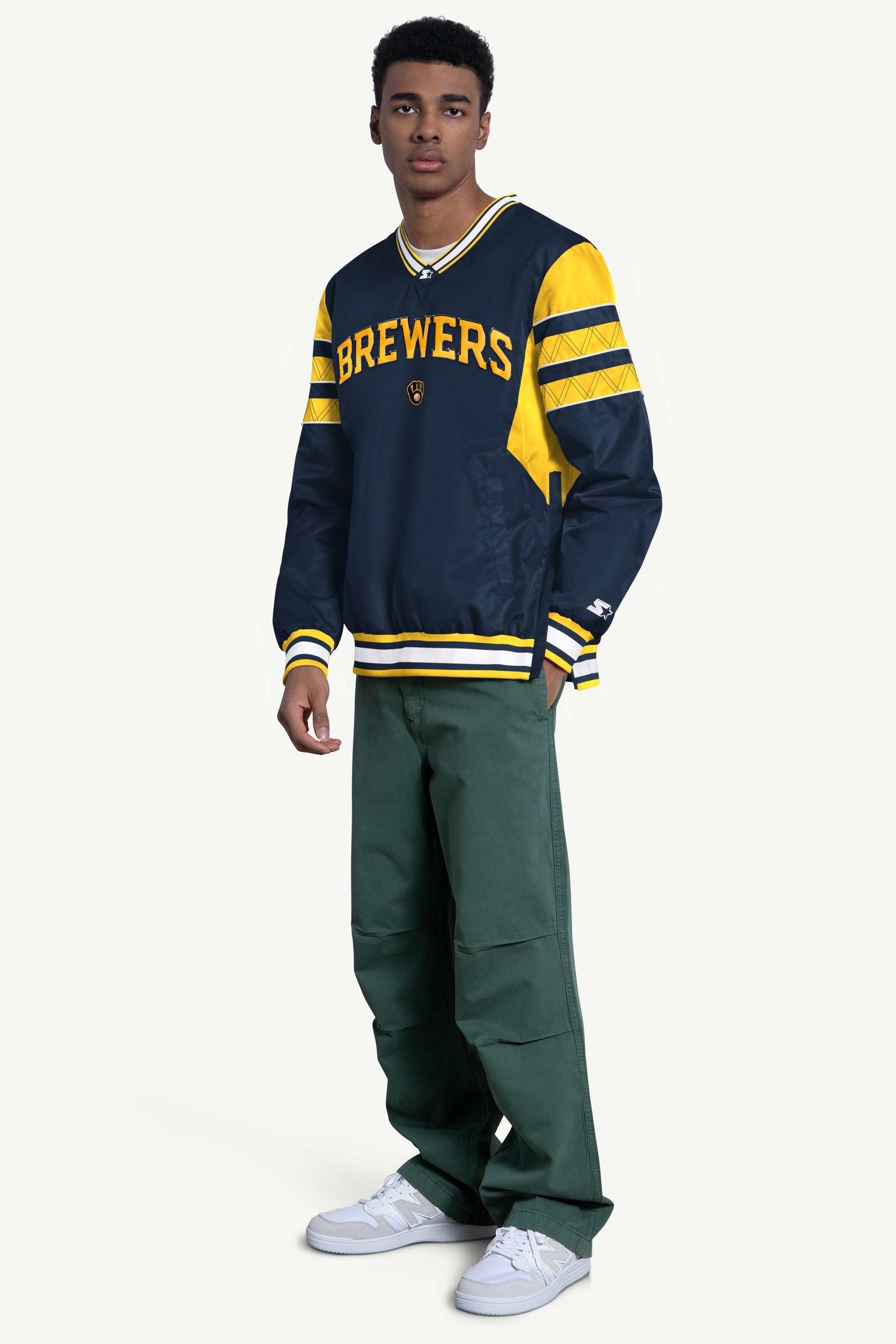 Official milwaukee brewers enforcer v-neck pullover jacket view