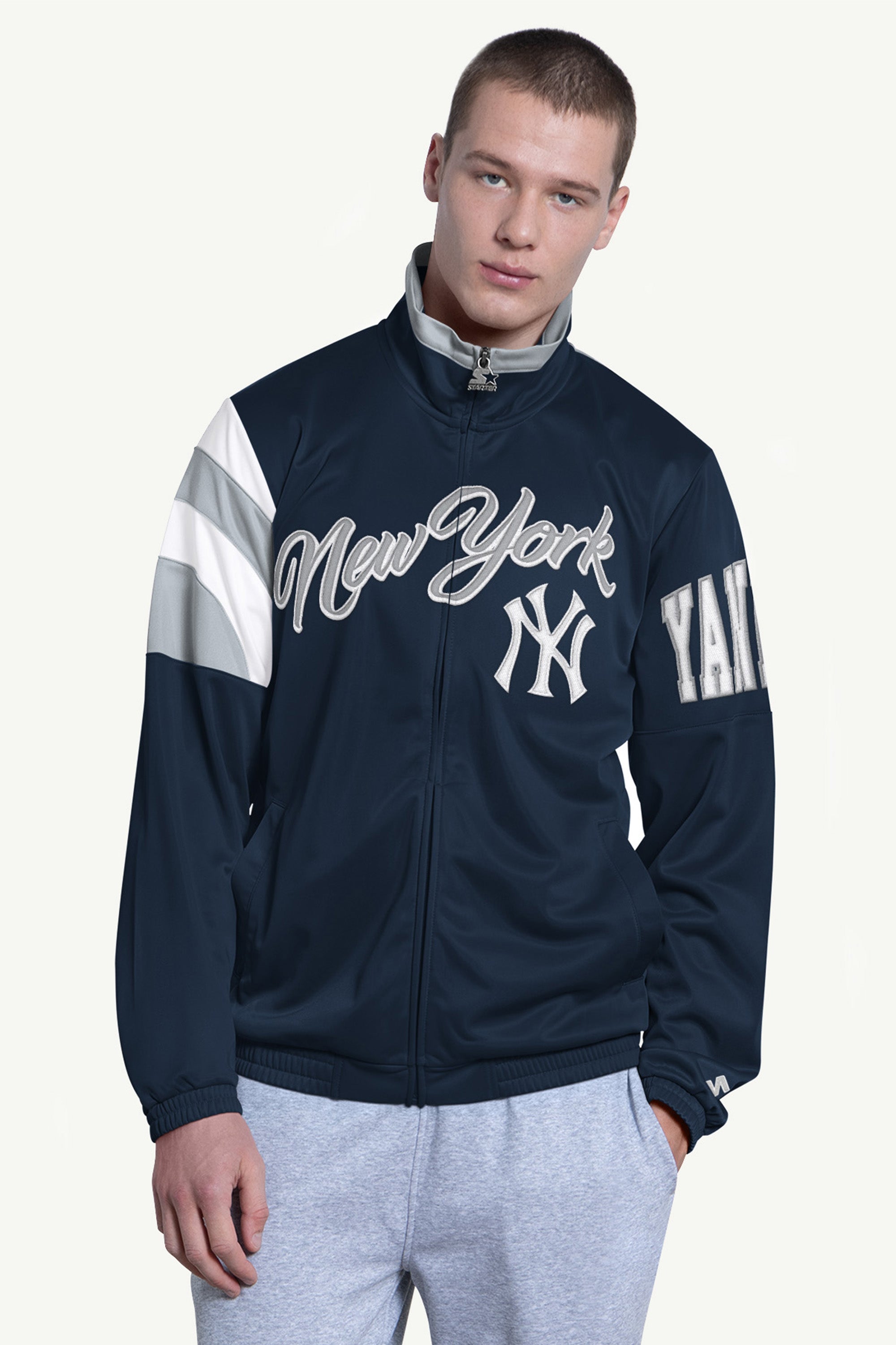 Official new york yankees heritage track jacket view