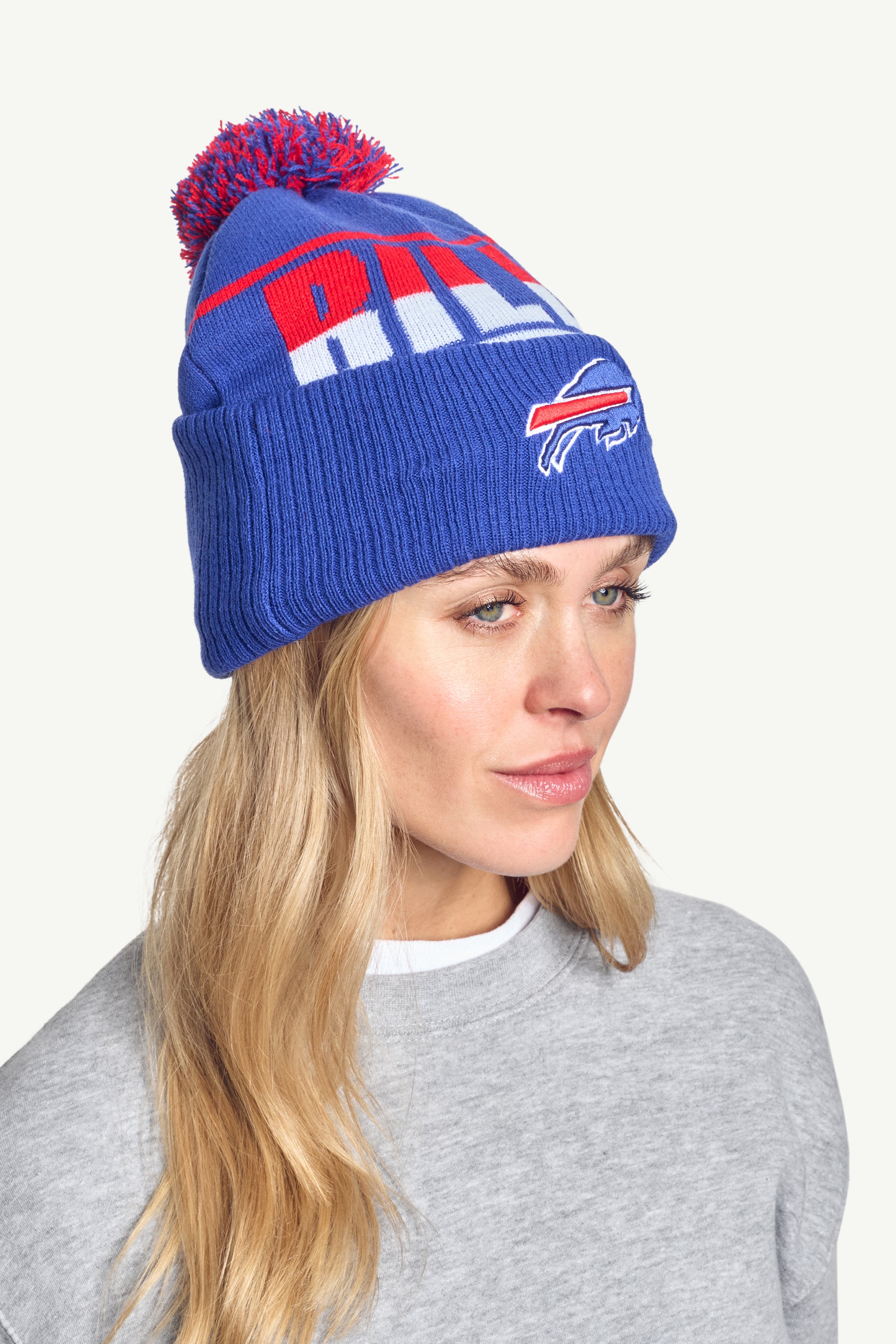 Official buffalo bills pom cuffed beanie view