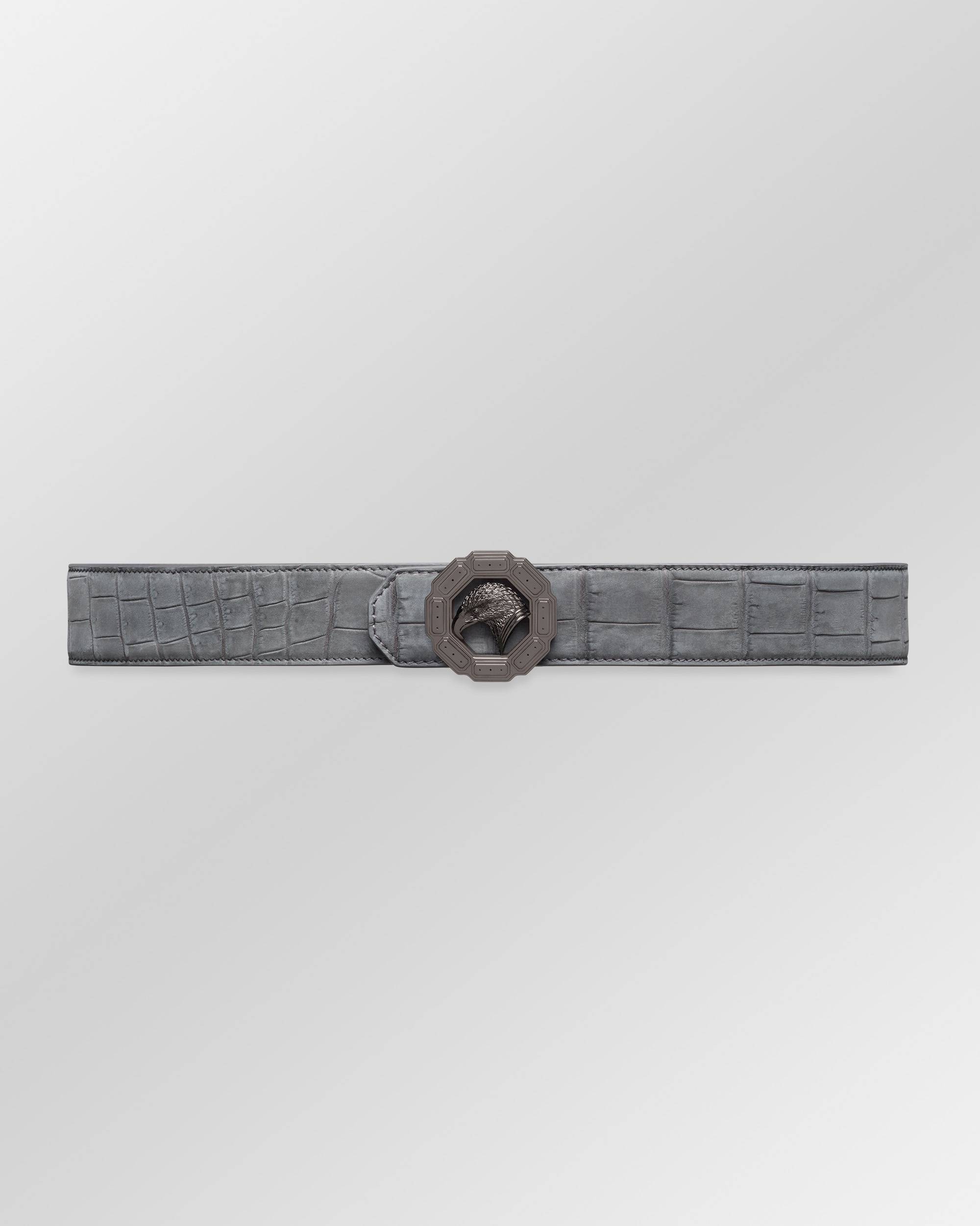Handmade nubuck crocodile belt