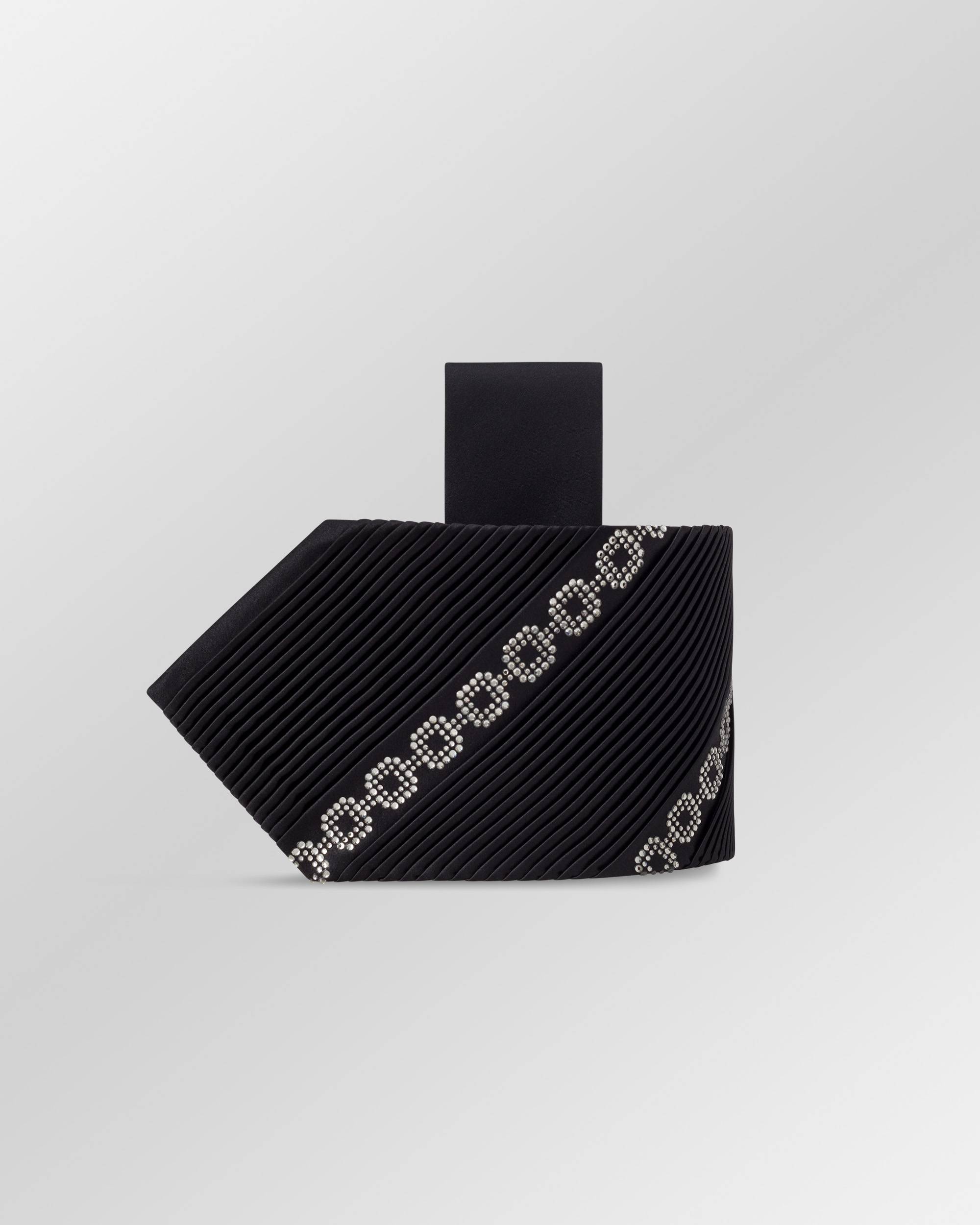 Handmade pleated silk tie with Swarovski details