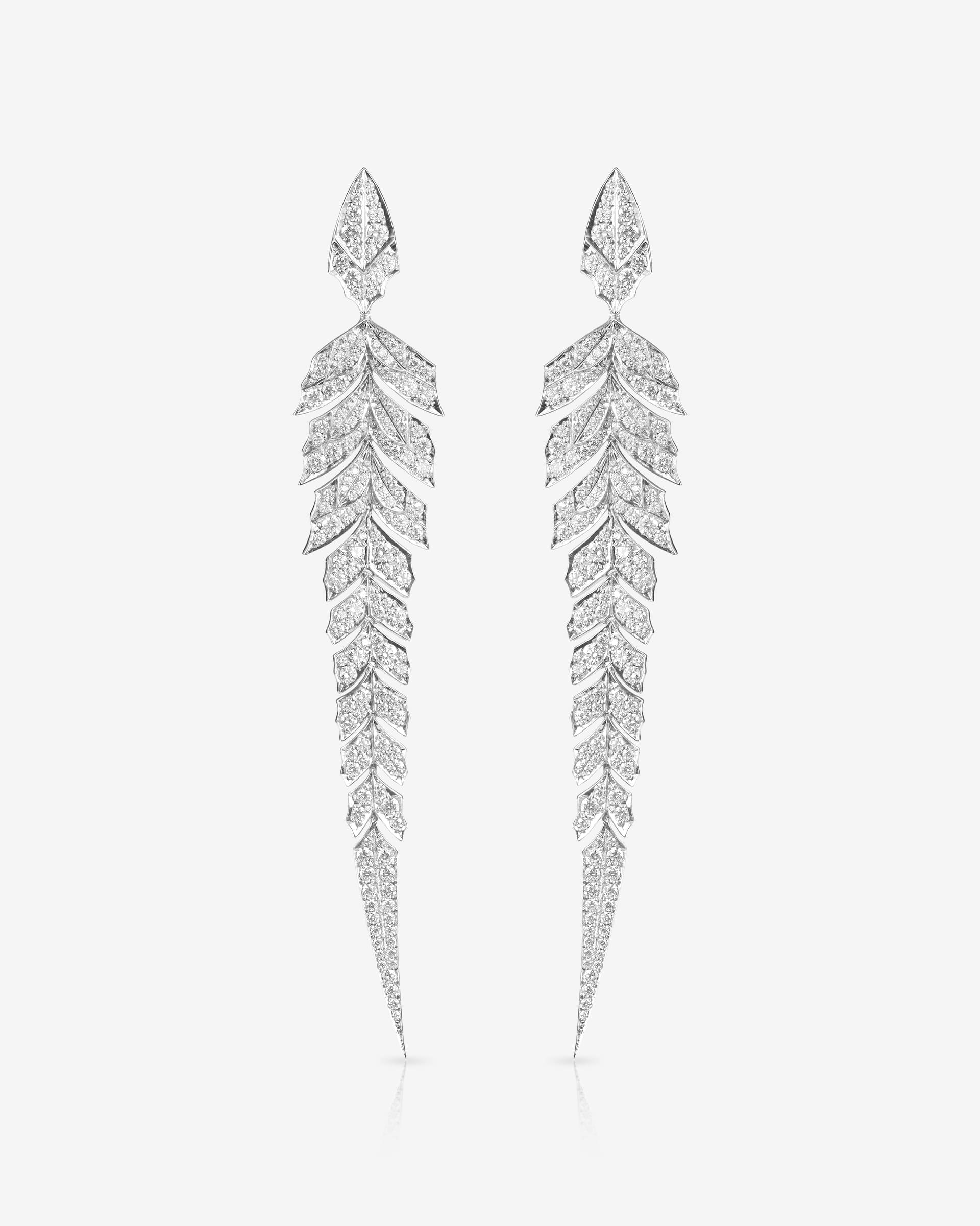 Magnipheasant Tail Feather Long Drop Earrings