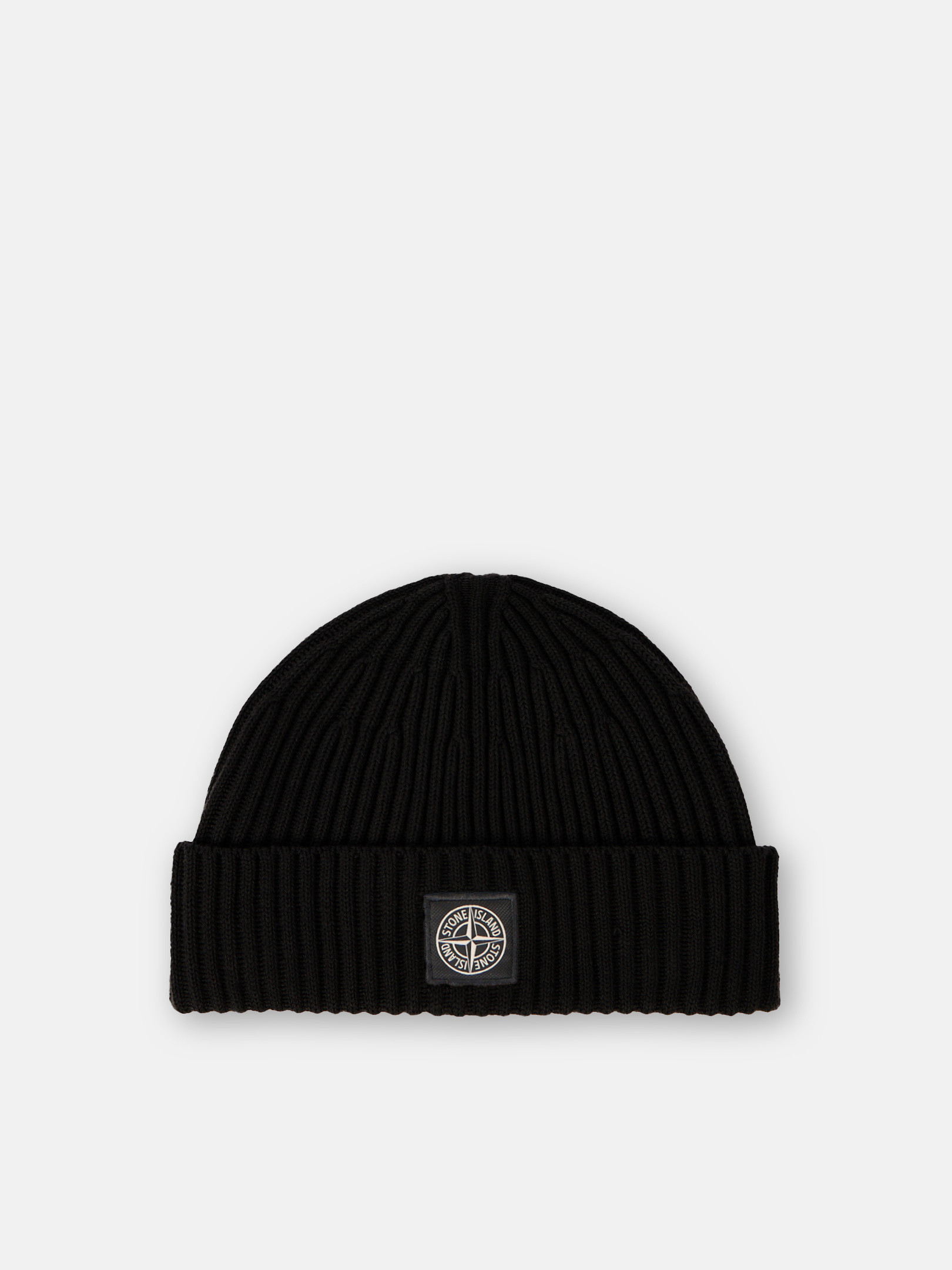 Compass-Patch Ribbed Wool Beanie