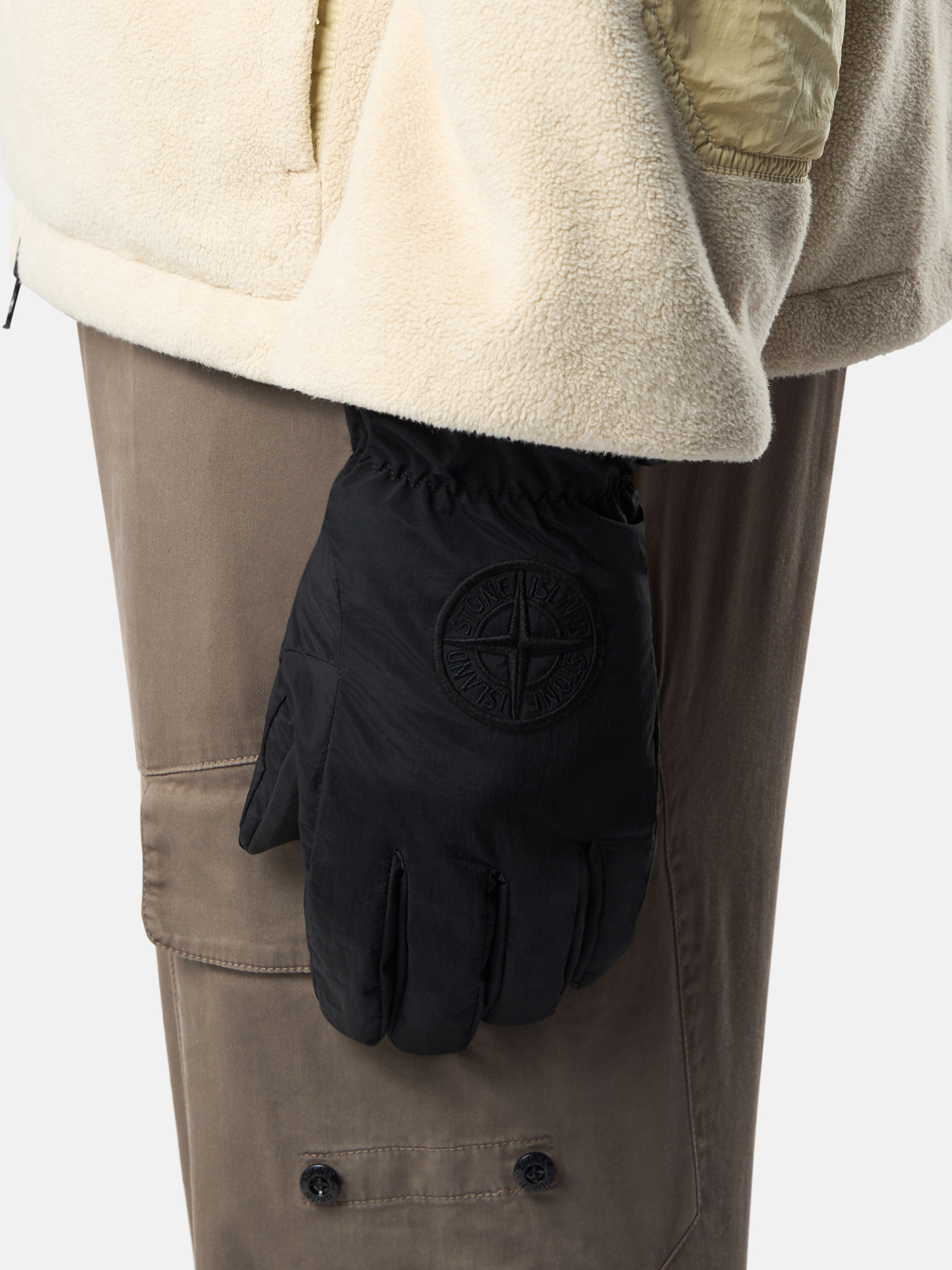 Pair — the elasticated cuffs and attachment buckle