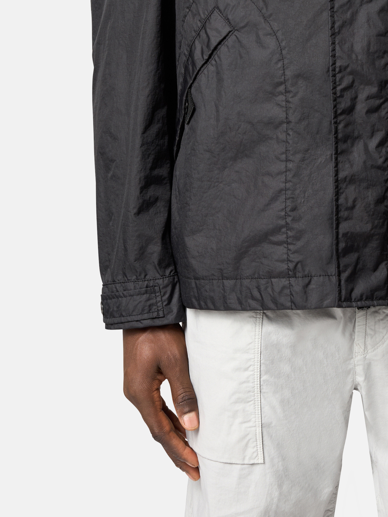 Detail — the taped seams and zip