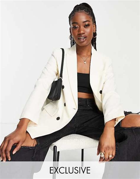 Stradivarius oversized blazer in ecru | ASOS