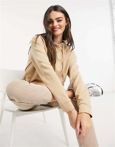 Drawstring hoodie in beige