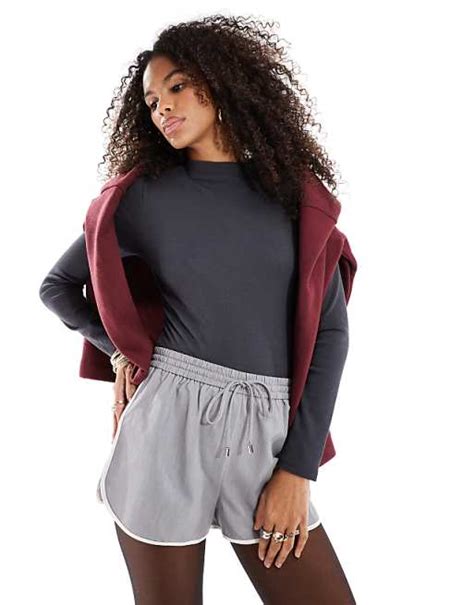 Stradivarius high neck bodysuit in dark grey | ASOS