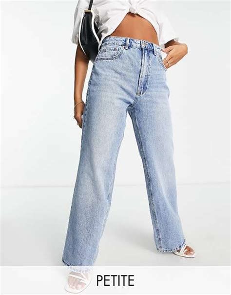 Stradivarius Petite 90s dad jean in vintage blue | ASOS