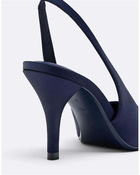 Stradivarius Satin Effect Heeled Shoes in Blue | Lyst UK