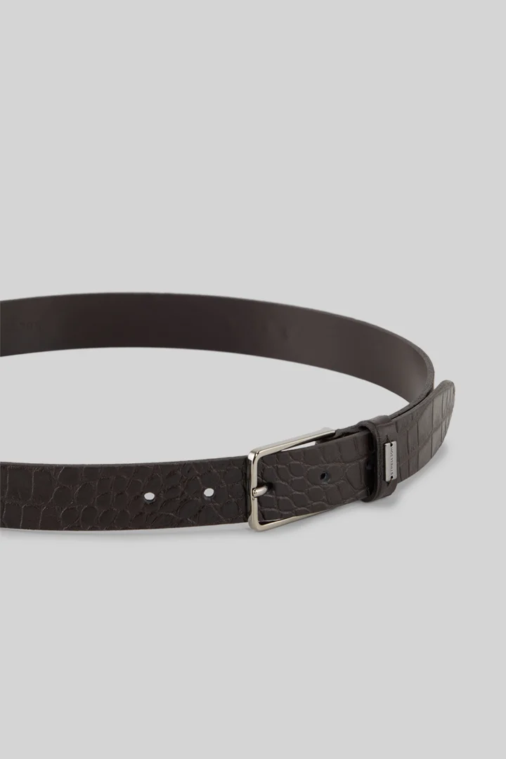 dark brown shaped leather belt view 2