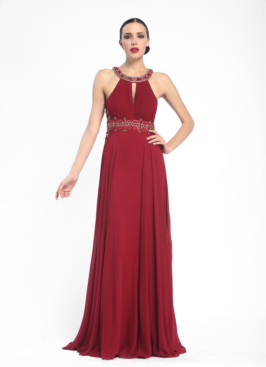 Beaded Halter Neck Chiffon A-Line Dress N5330