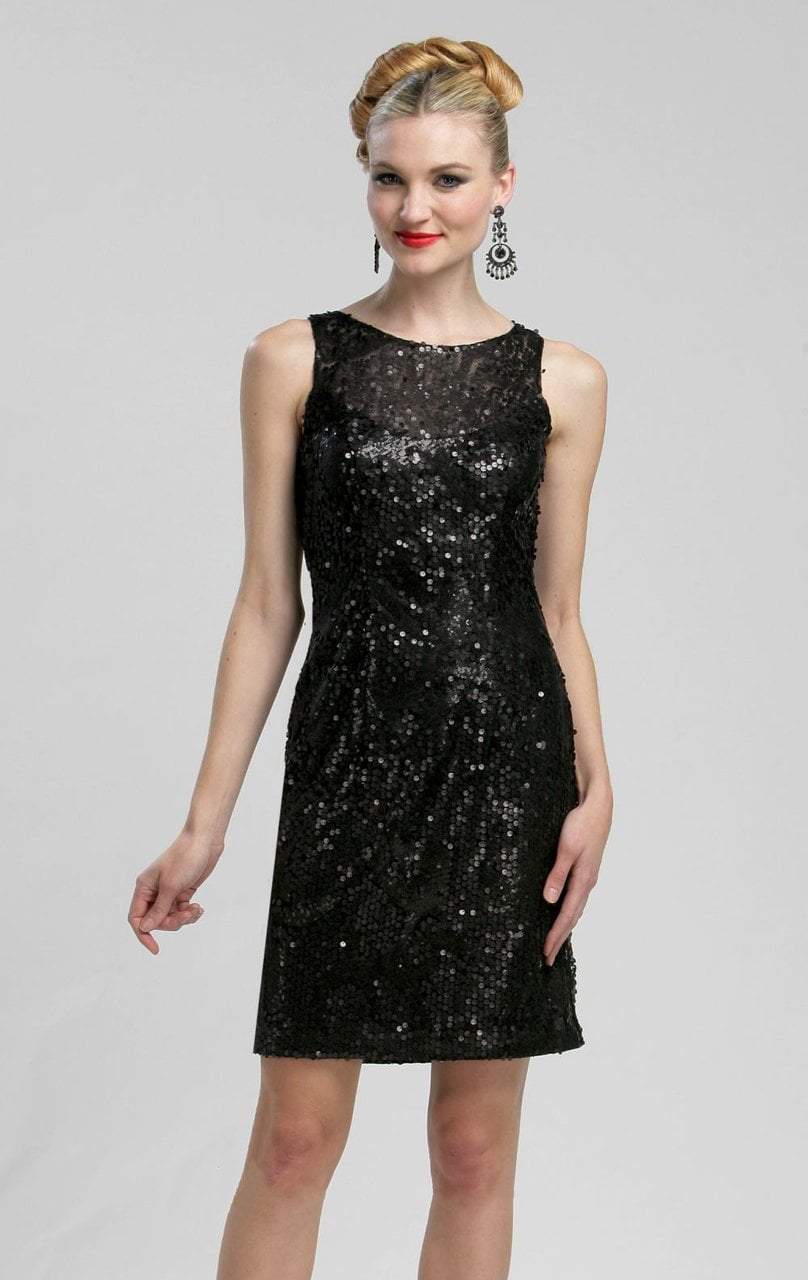 N3211 Sleeveless Jewel Illusion Sequined Sheath Dress
