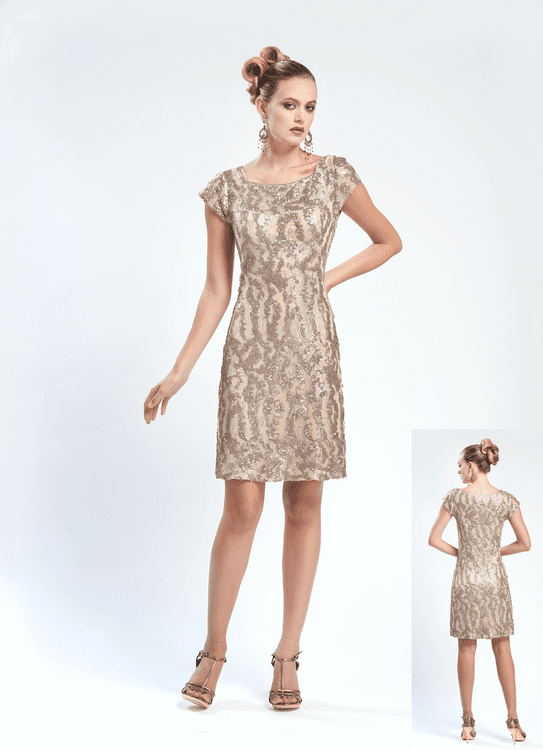 Sequined Square Neck Sheath Dress N4442