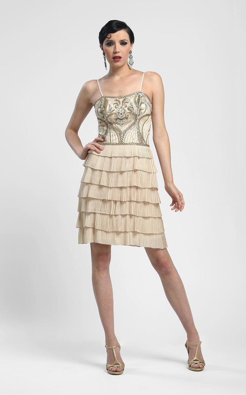 N4100 Sleeveless Tiered Ruffle Cocktail Dress