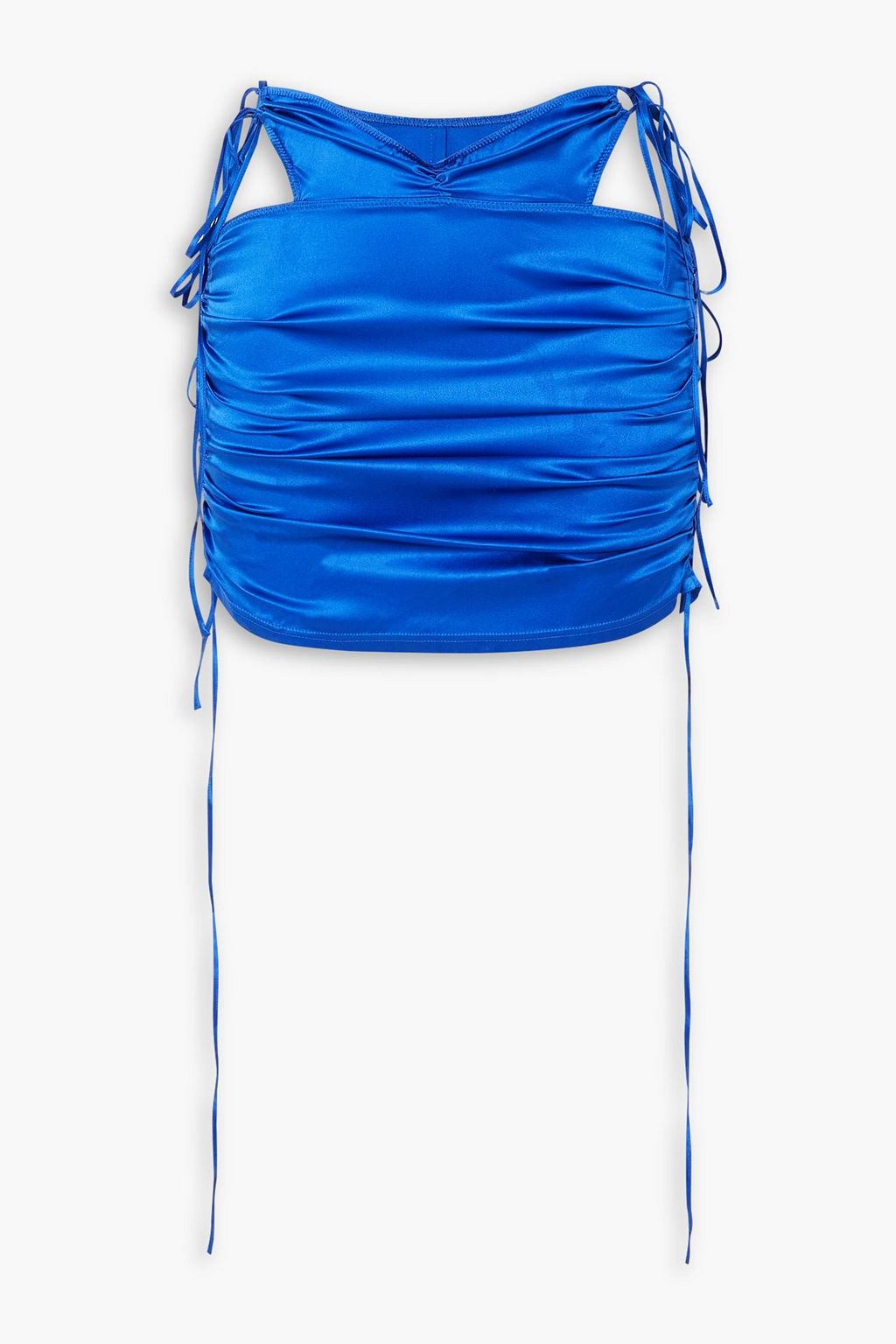 Cutout Ruched Silk-Blend Satin Mini Skirt