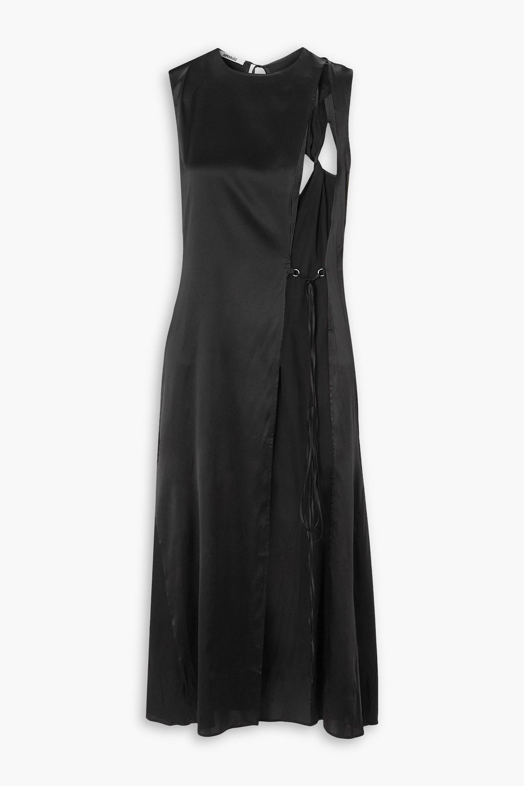 Tie-Detailed Cutout Silk-Blend Satin Midi Dress