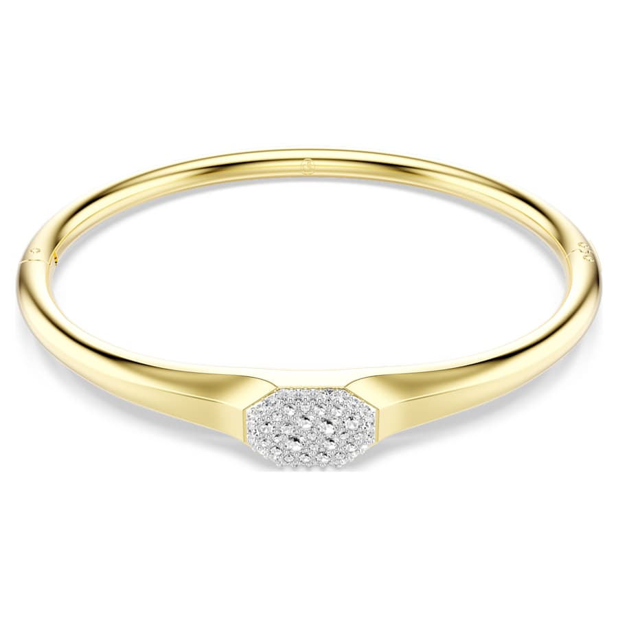 Dextera bangle, Round cut, White, 18K gold finish