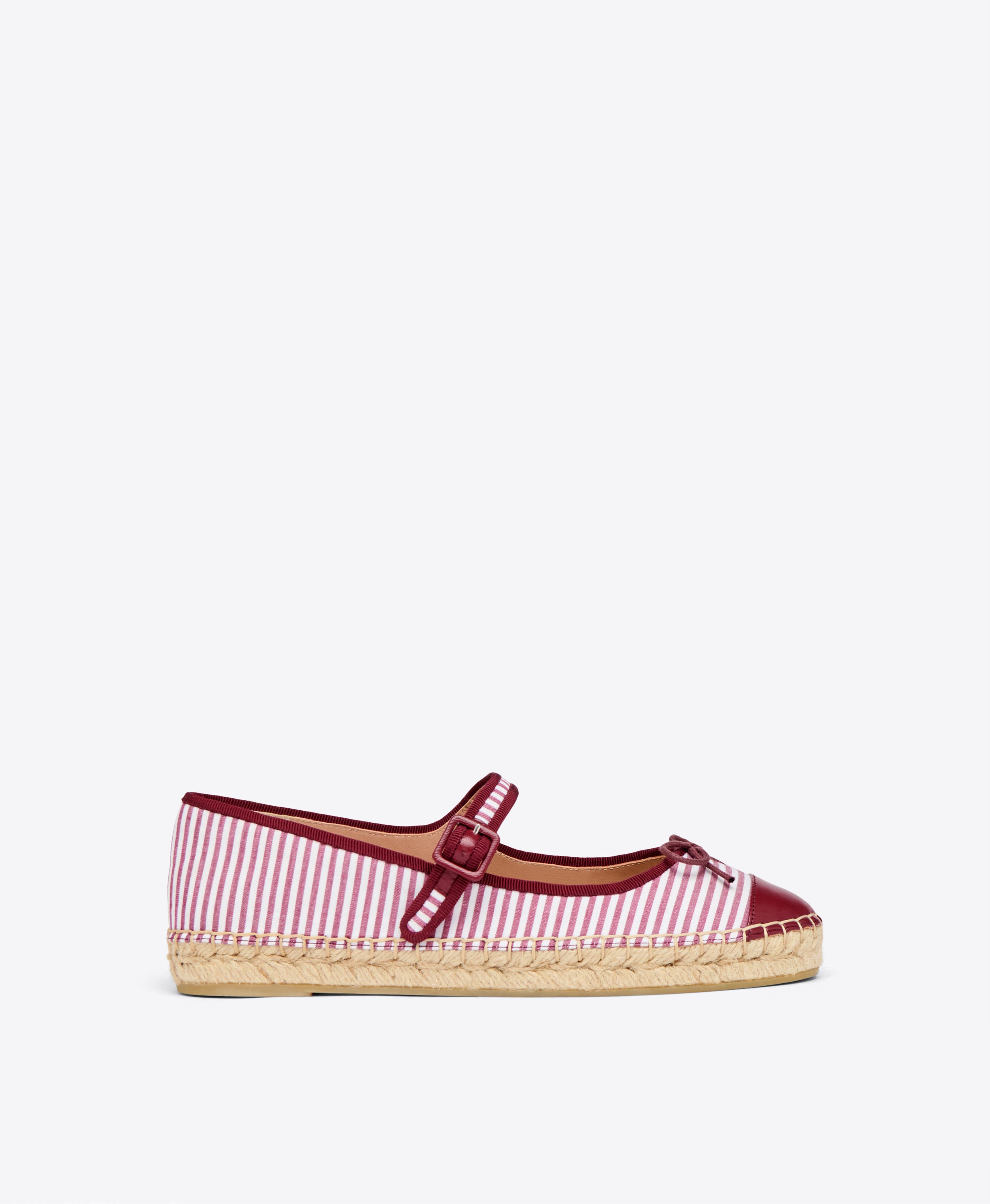 Saffron Red Striped Cotton Flat Pumps