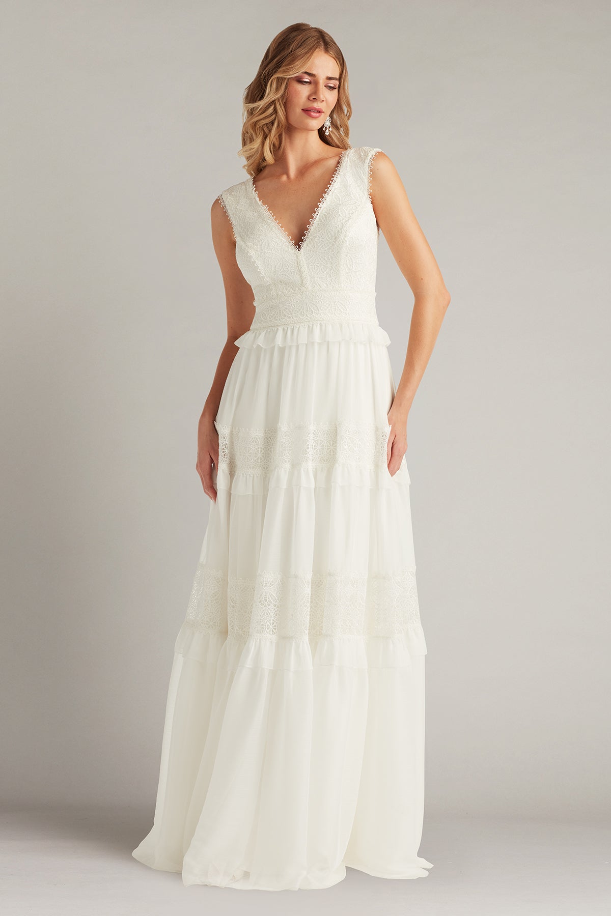 Shiva Tiered Embroidered Tulle Gown
