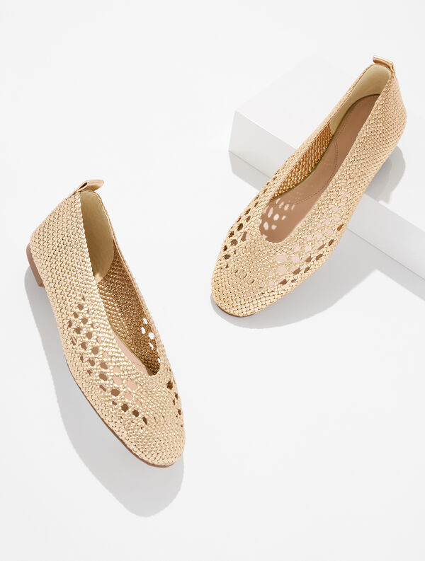 gold metallic woven flat