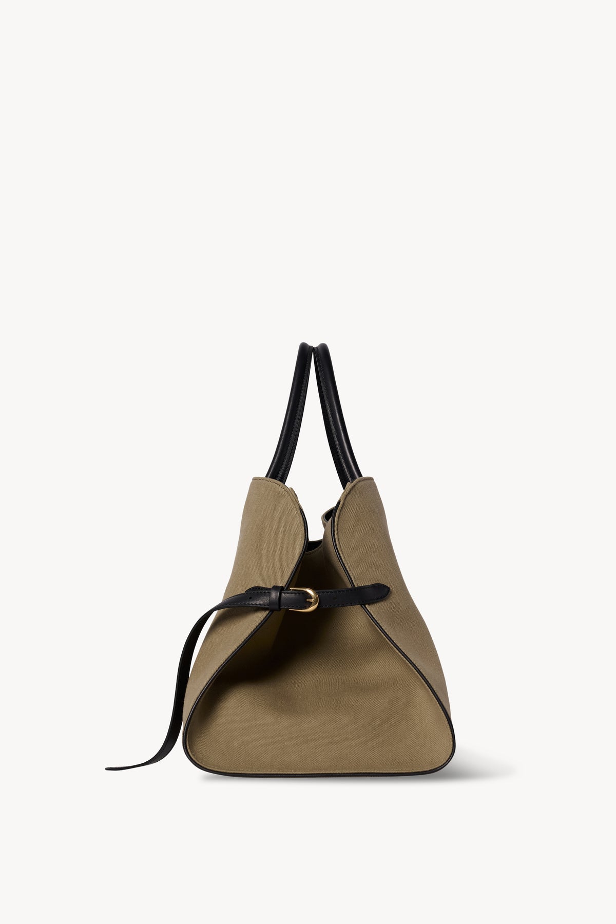 Side profile showing the belted Ceinture gusset and brass buckle