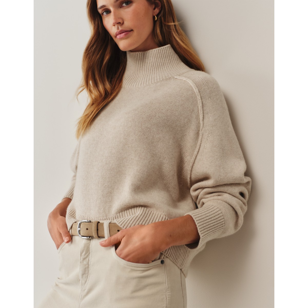 Funnel Neck Jumper with Cashmere
