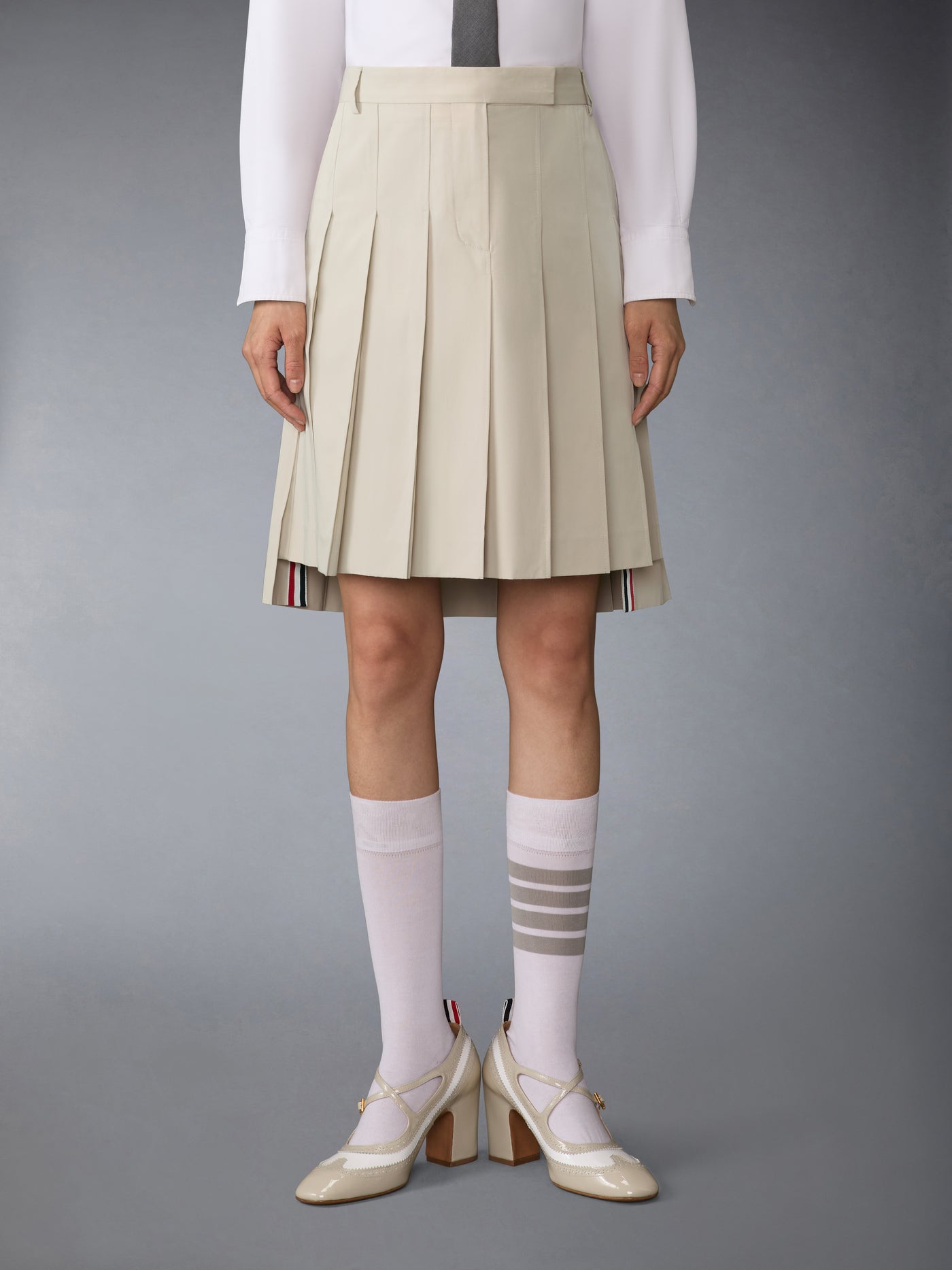 Cotton Suiting Pleated Skirt
