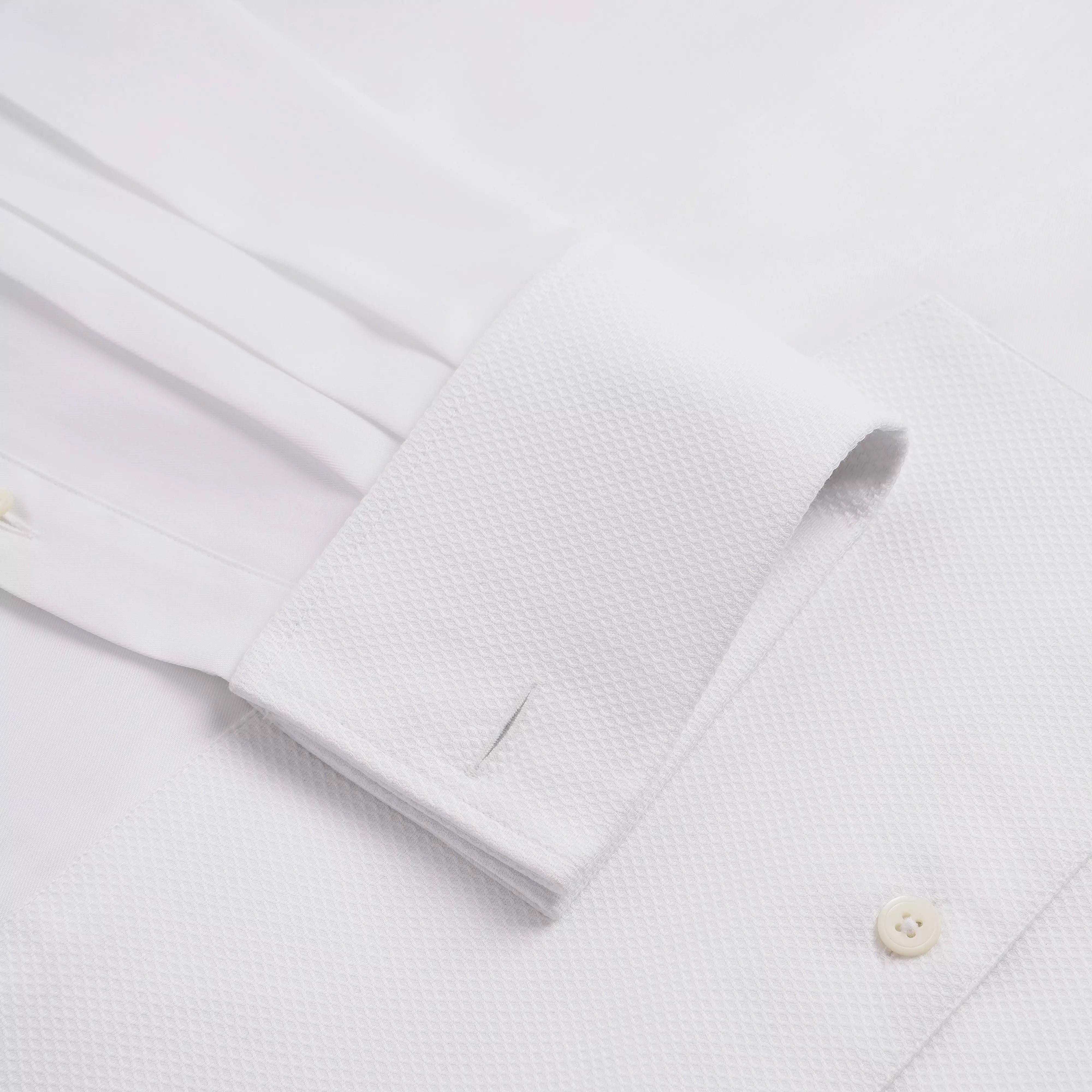 White Classic Fit Double Cuff Marcella Twill Evening Shirt