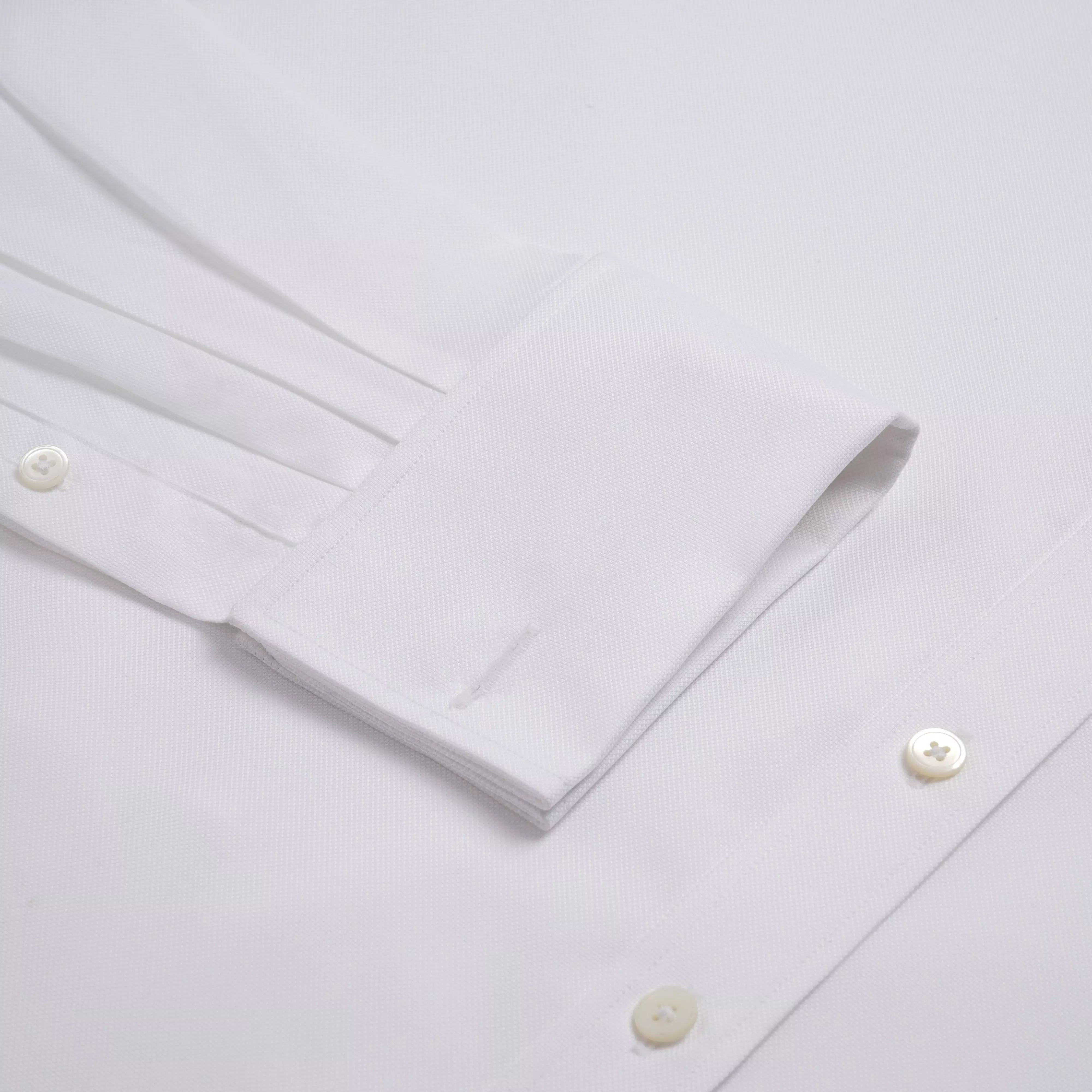 White Classic Fit French Cuff Royal Oxford Dress Shirt