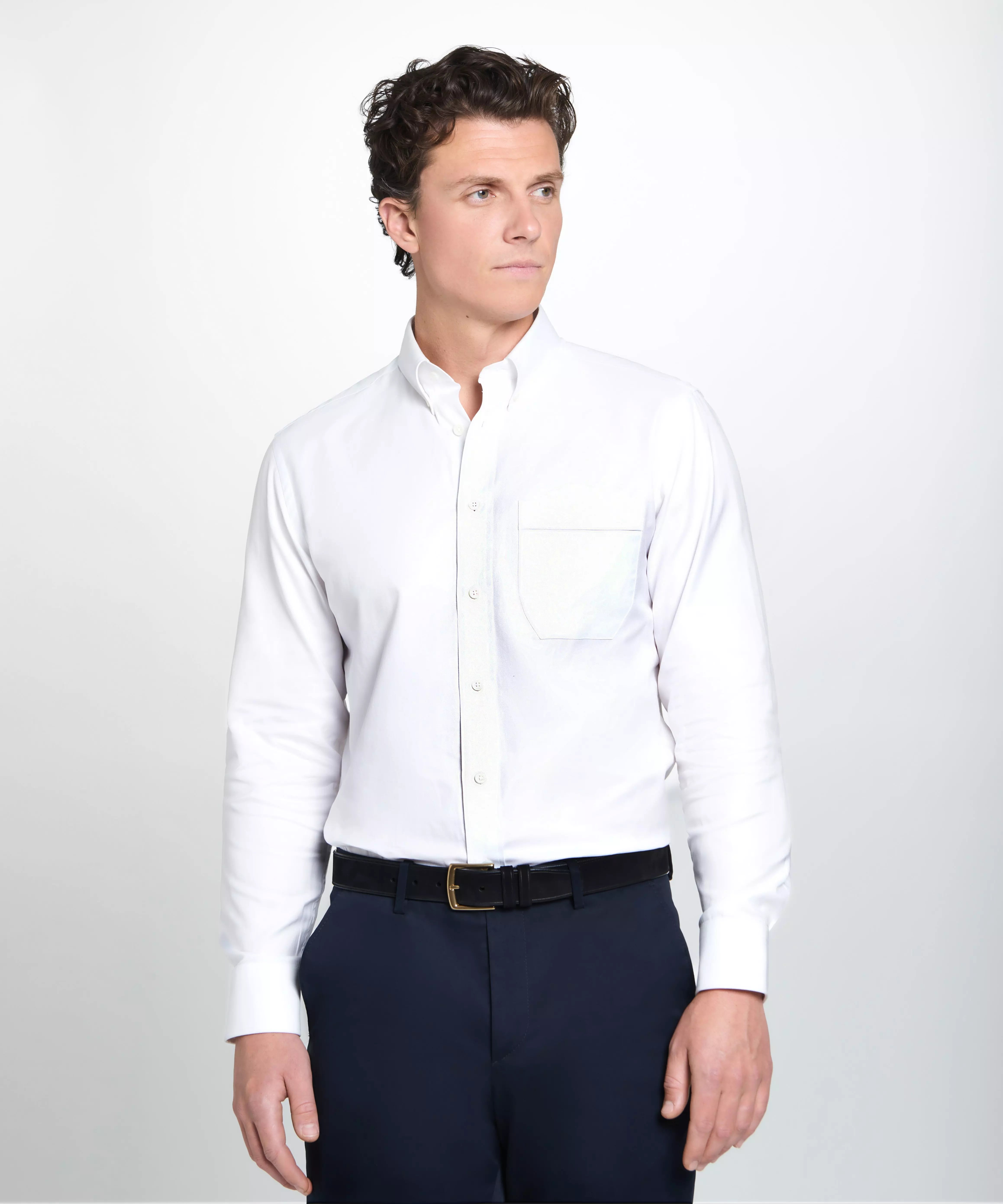 White Classic Fit Business Casual Button Down Weekend Oxford Shirt