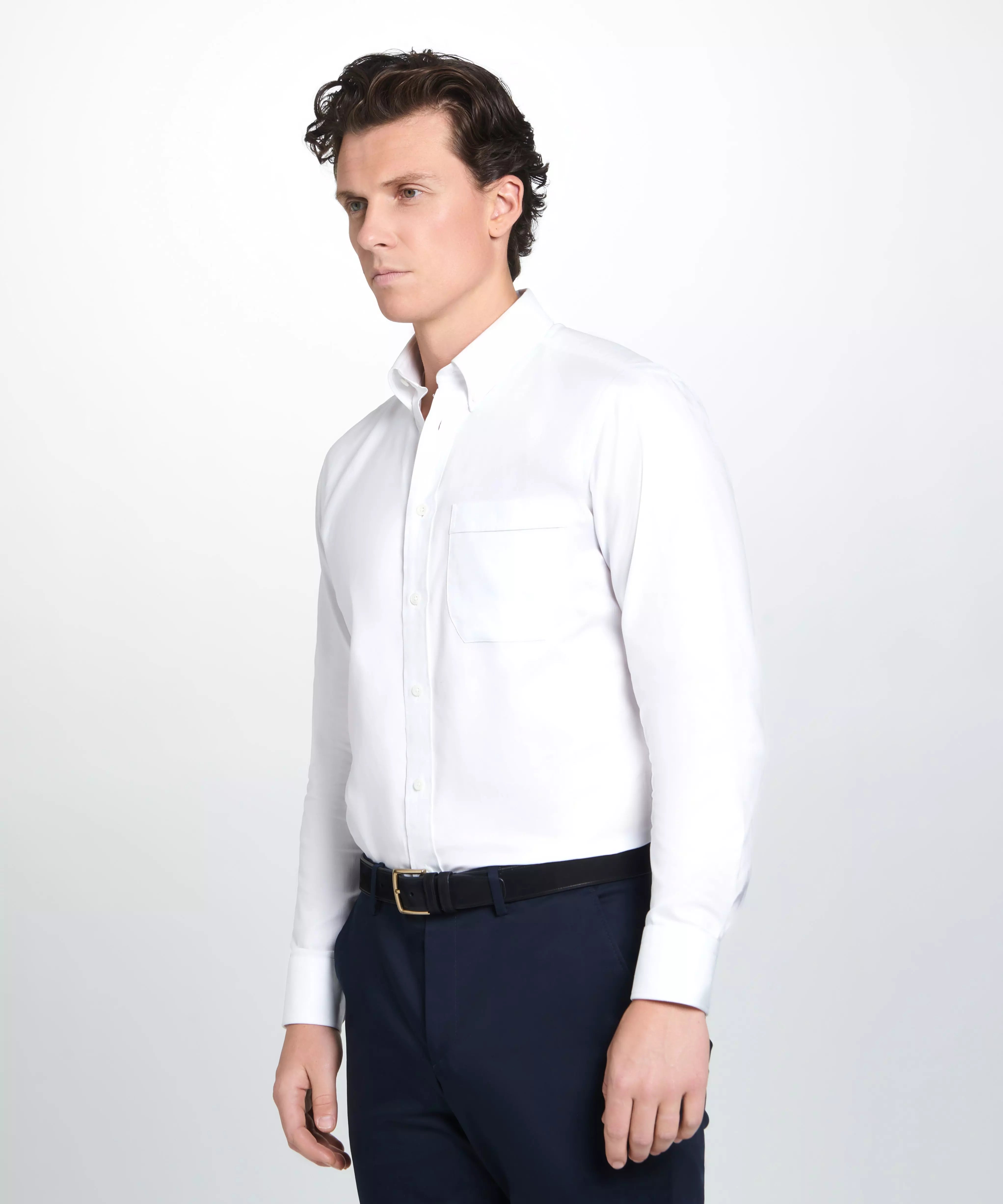 White Classic Fit Business Casual Button Down Weekend Oxford Shirt
