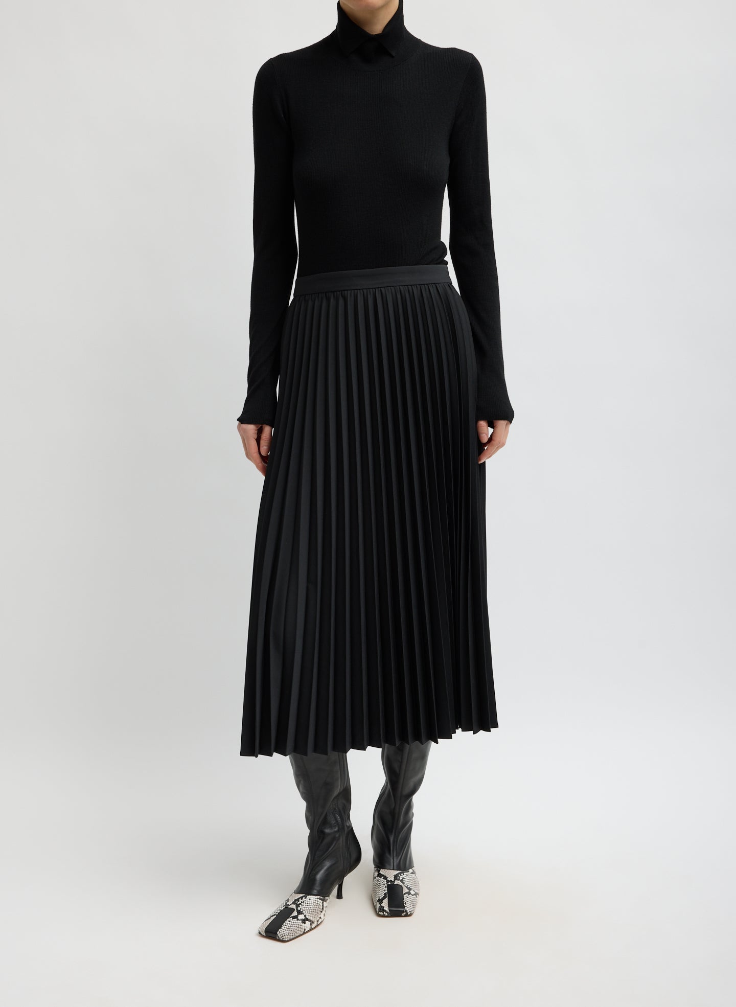 Tropical Wool Pleating Sunray Skirt