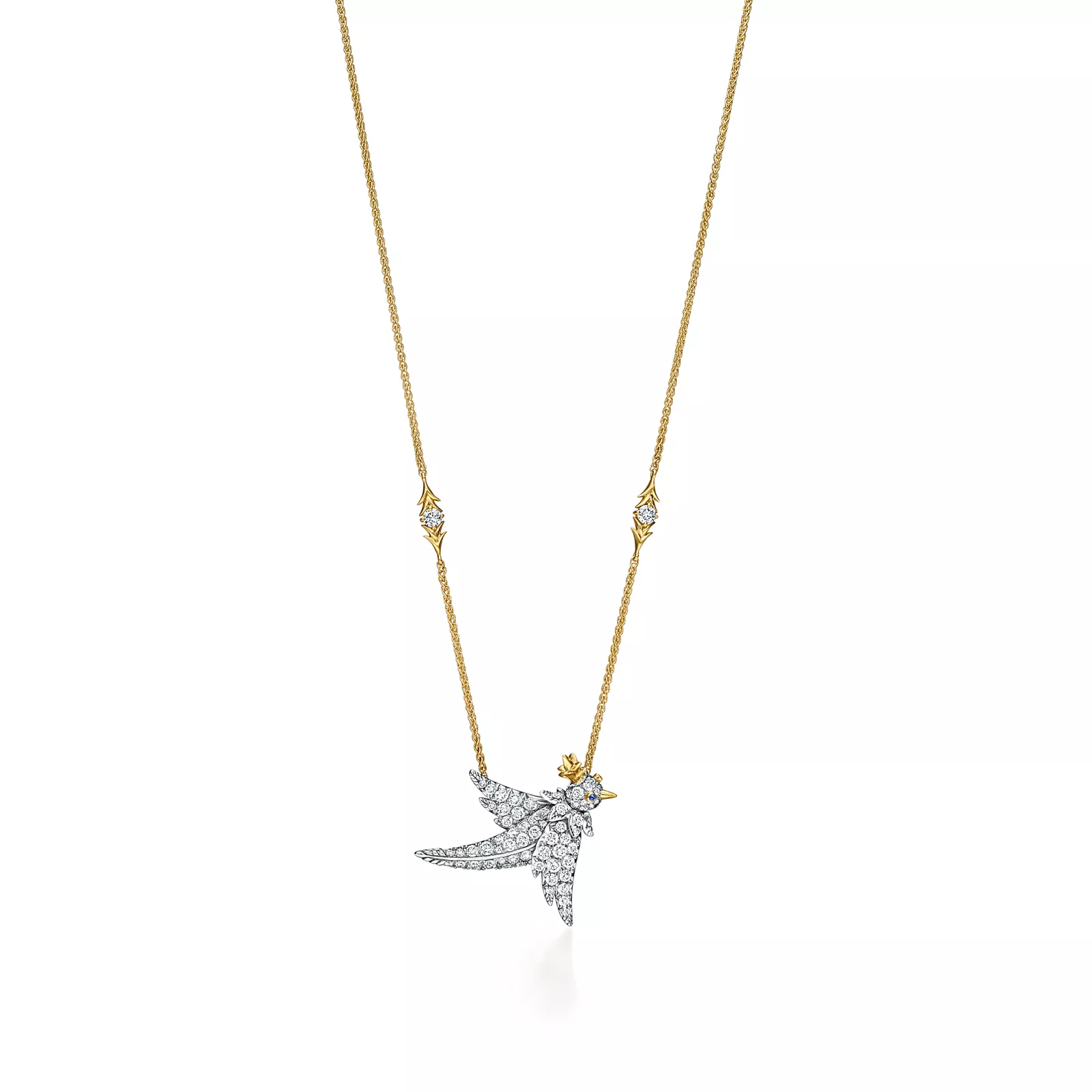 Bird on a Rock by Tiffany Bird Pendant in Platinum and Gold with Diamonds