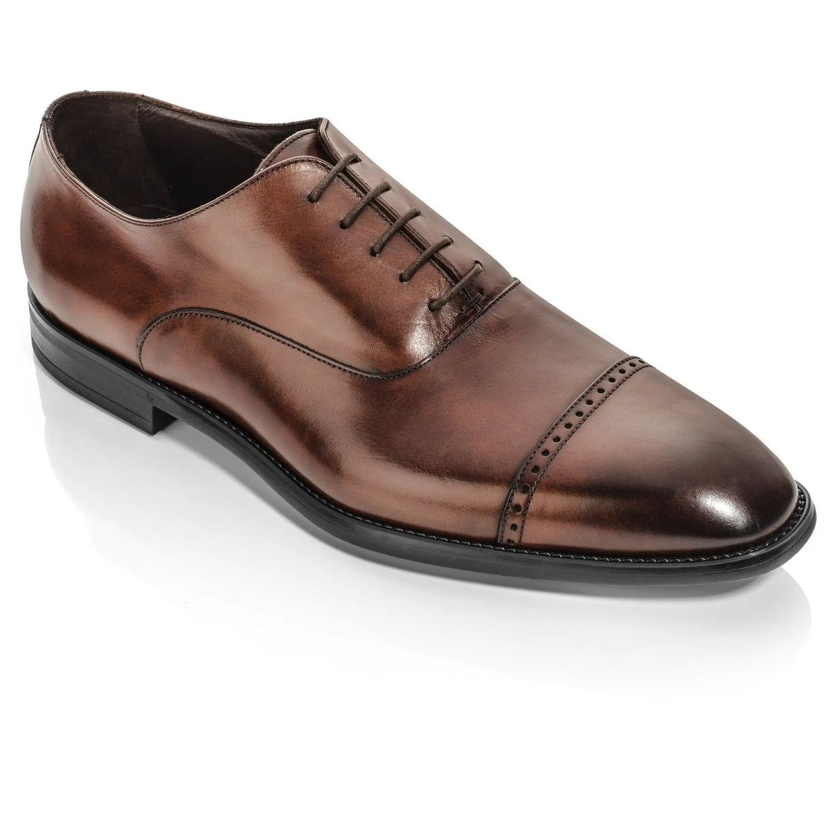 Alessio Burnished Brown Cap Toe Balmoral Oxford