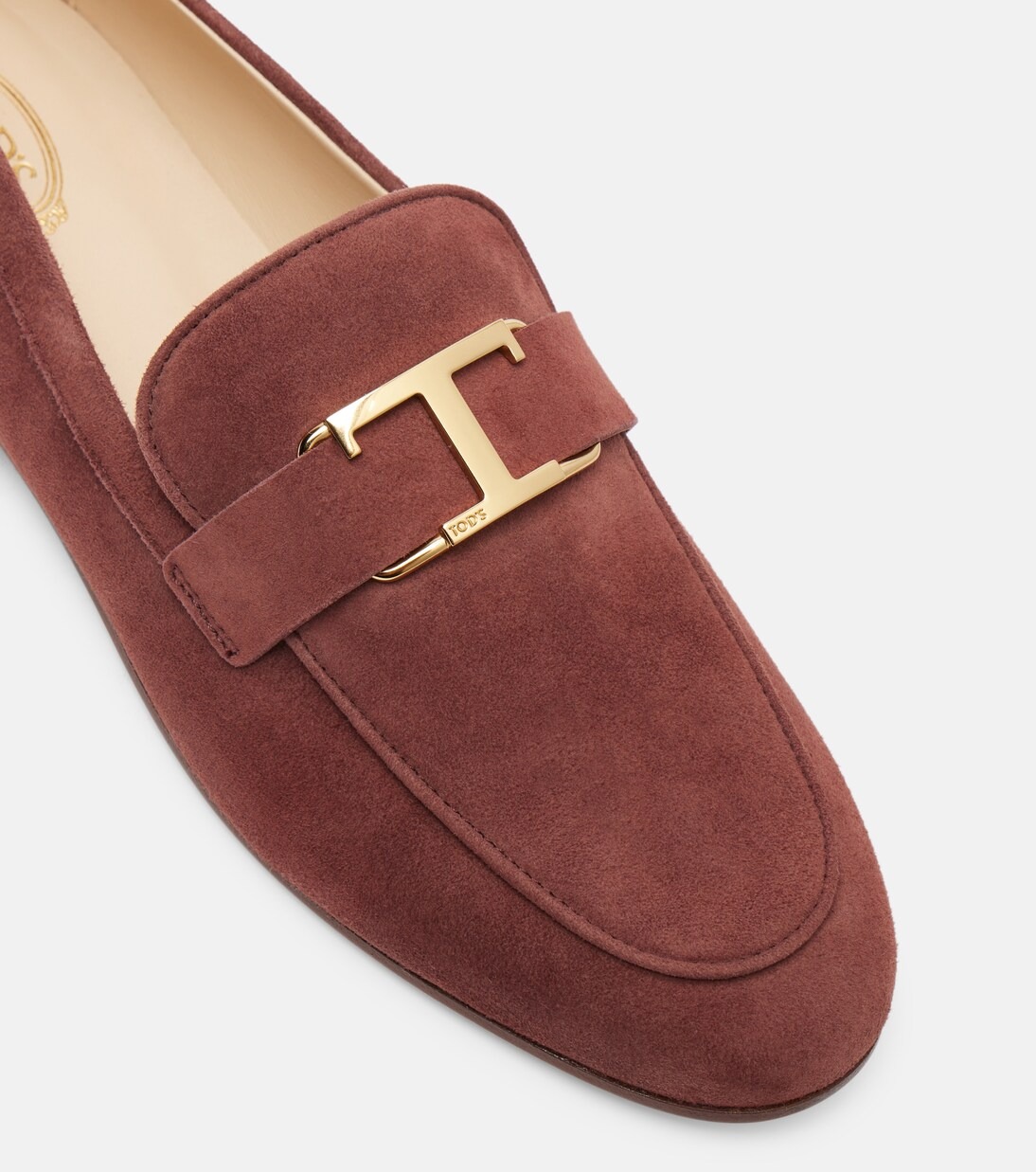 Burgundy suede top view