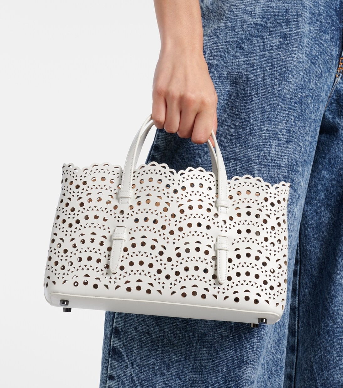 White perforated tote