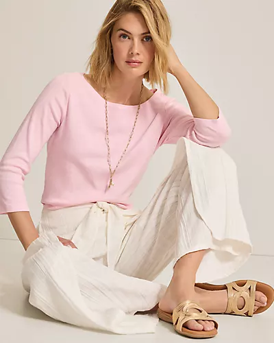 Ashby Isles Bateau-Neck 3/4-Sleeve T-Shirt