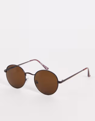 Round Sunglasses with Brown Lens