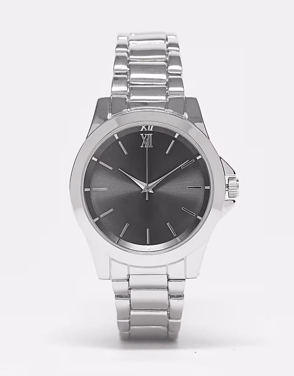 Silver Gunmetal-Face Watch