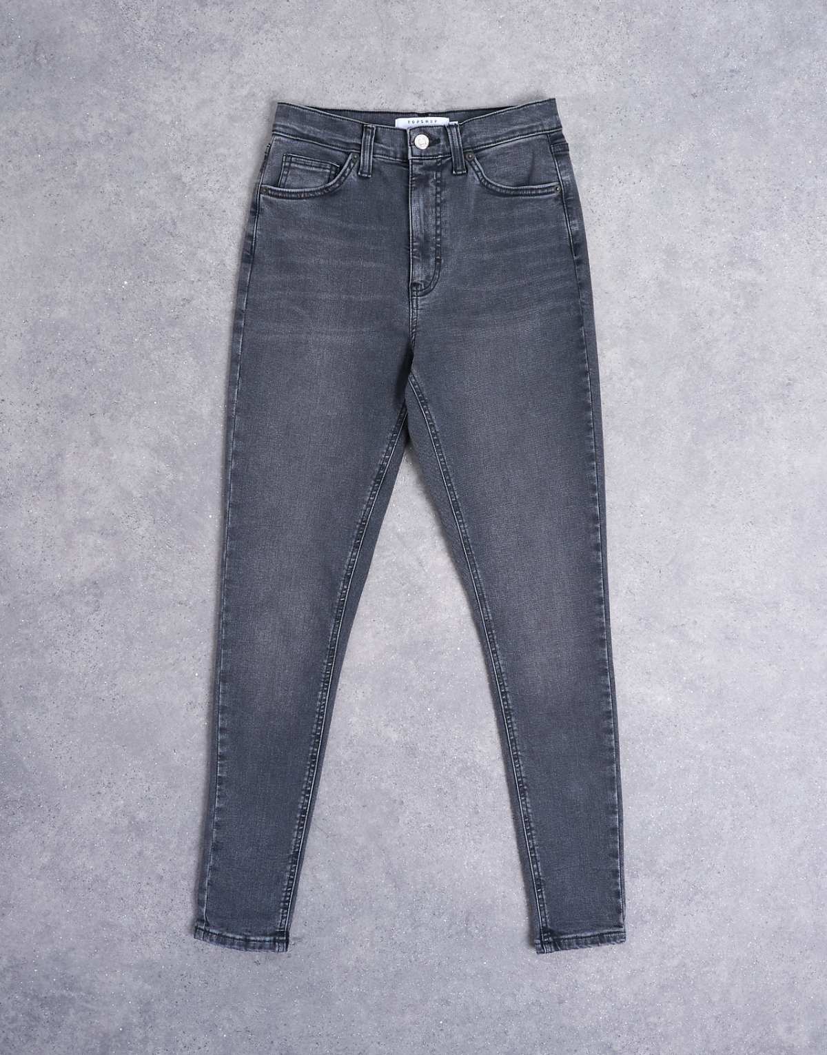 Flat-lay view of the washed-black denim