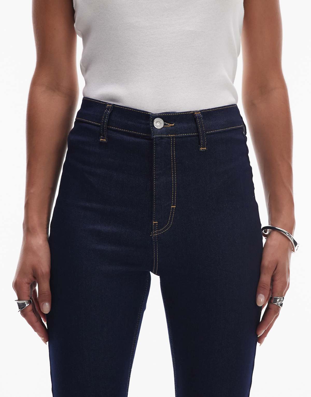 Front-rise detail with belt loops and zip fly