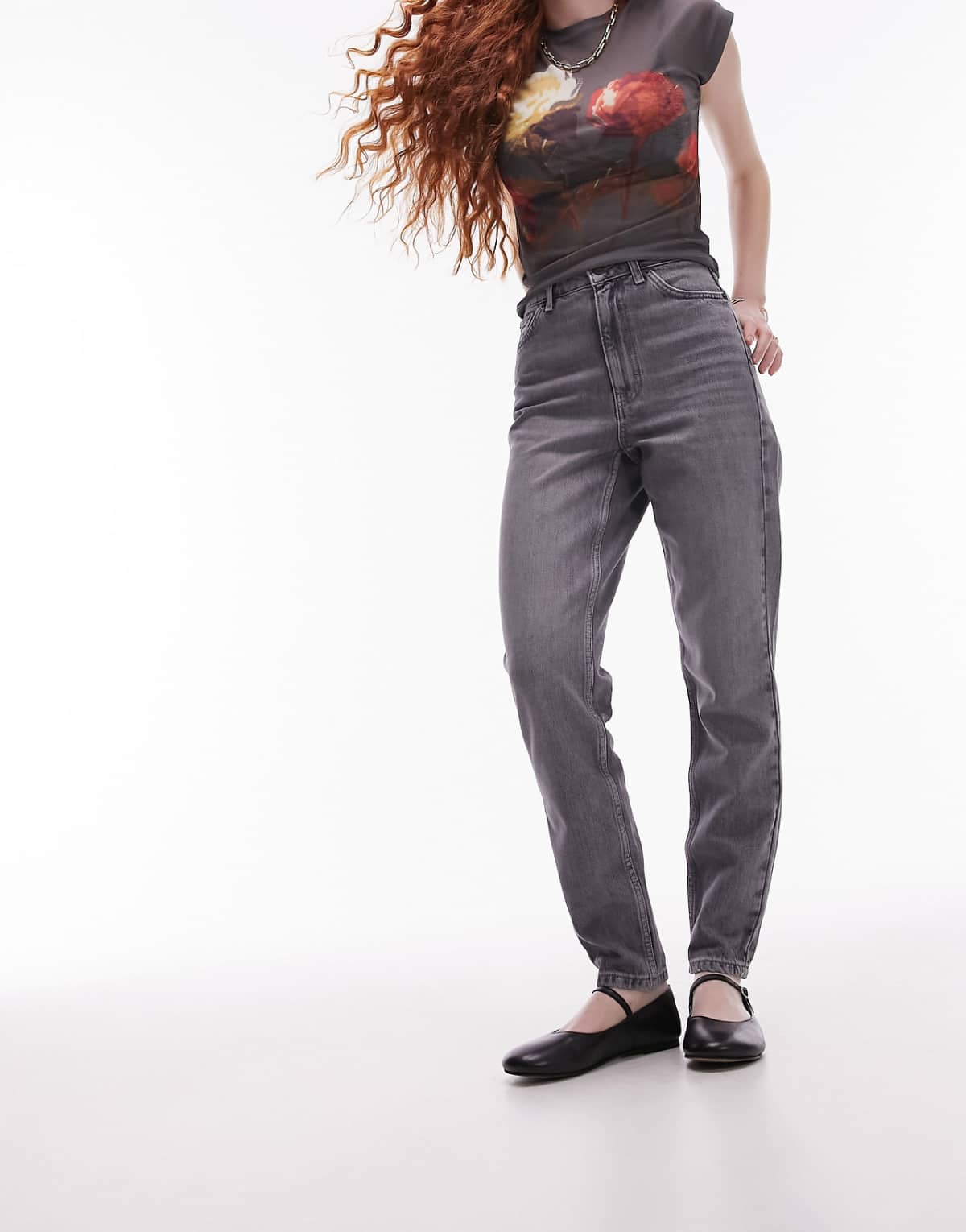 Topshop Original high rise Mom jeans in gray