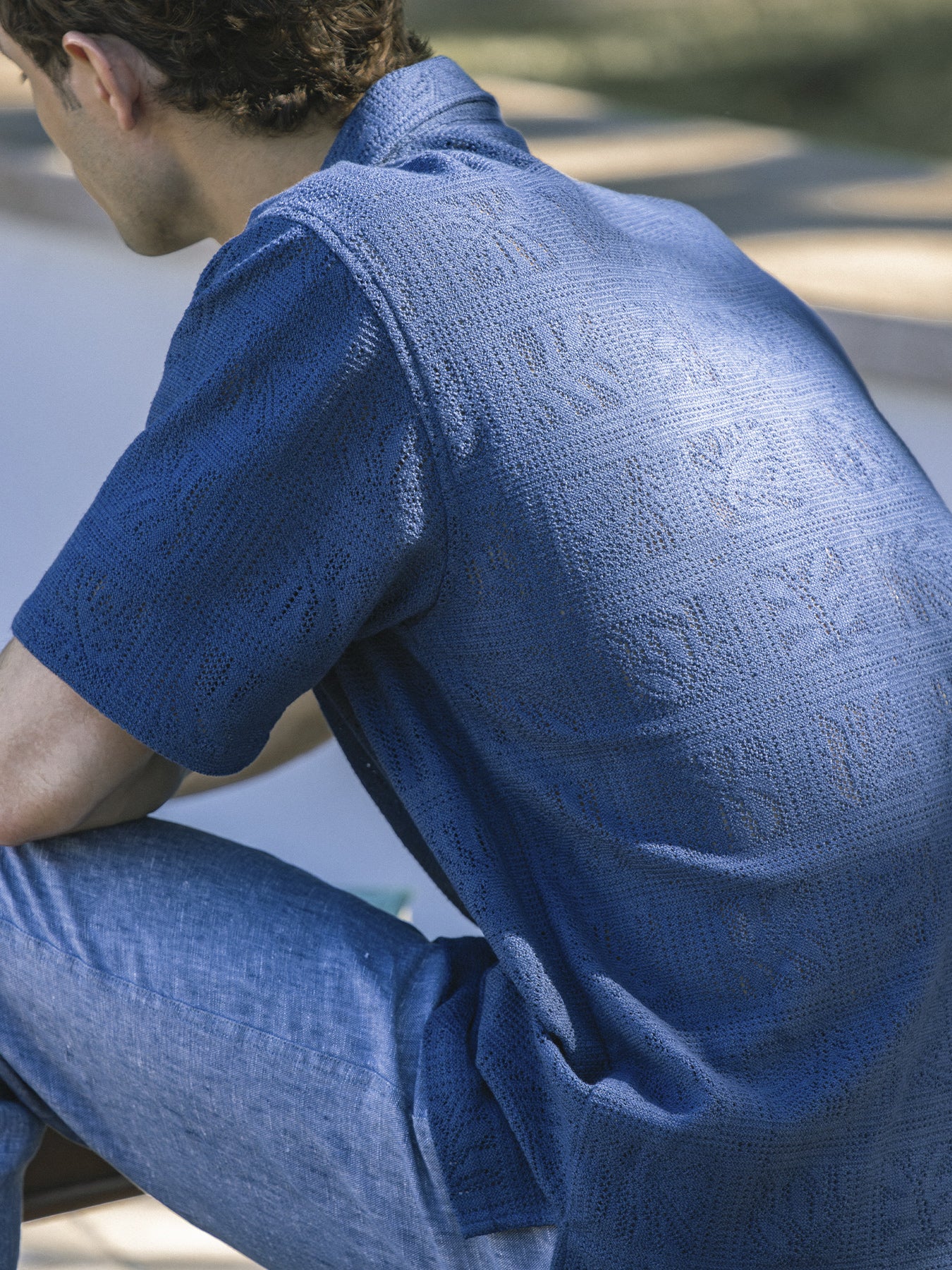 Back view of the open-knit texture