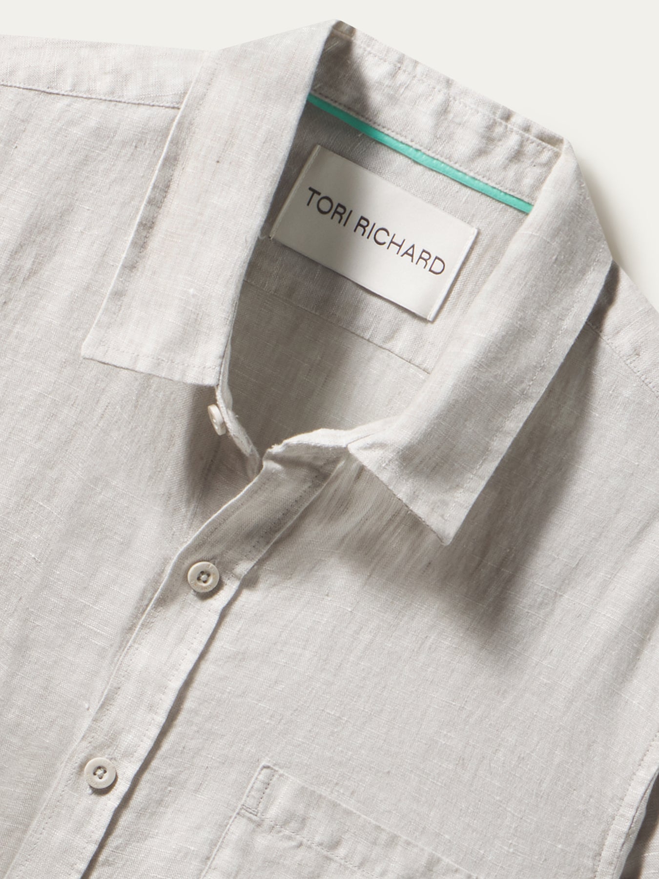 Side view of the relaxed short-sleeve shape