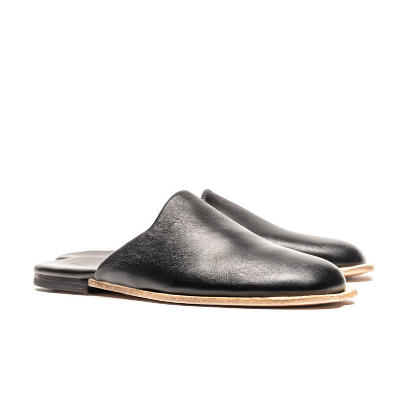 LALA Black Leather Mule